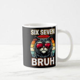 Cool Retro Six Seven Bruh Cat Sungles Meme 67  Coffee Mug