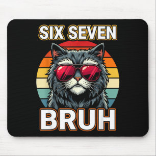 Cool Retro Six Seven Bruh Cat Sungles Meme 67  Mouse Pad