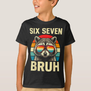 Cool Retro Six Seven Bruh Raccoon Sungles Meme 67 T-Shirt