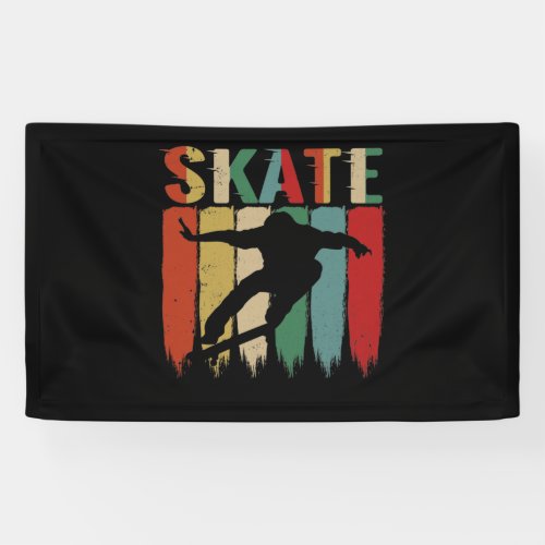 Cool Retro Skateboarder Skateboard Skating Banner