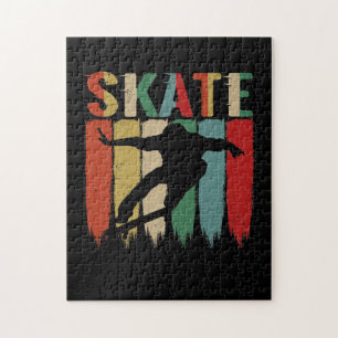 Cool Retro Skateboarder Skateboard Skating Jigsaw Puzzle