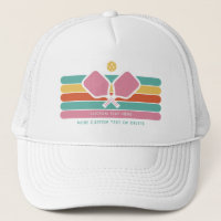 Cool Retro Stripes Custom Text Pickleball Player