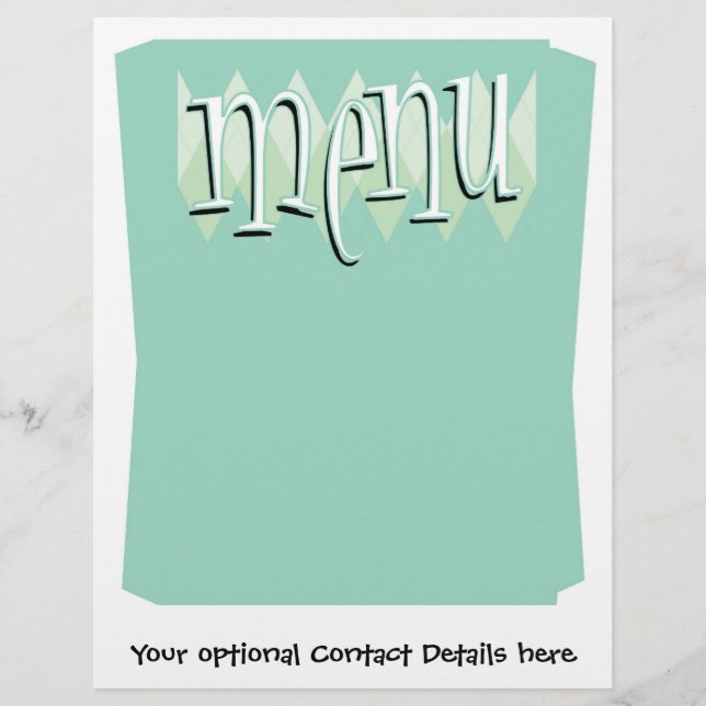 Cool retro style Blank menu template (Front)