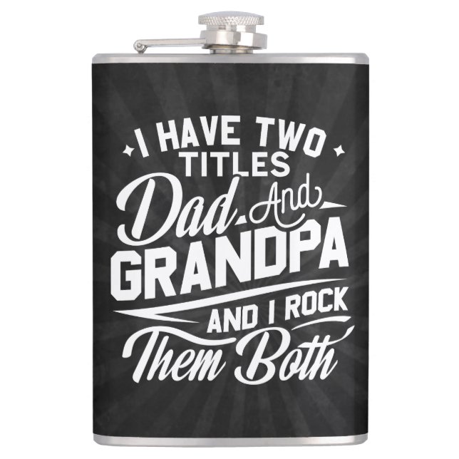 Cool Retro Style Gift for New Grandpas  Flask (Front)