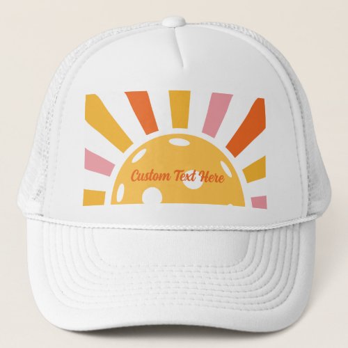 Cool Retro Sunburst Personalized Pickleball  Trucker Hat