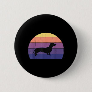 Cool Retro Sunset Dachshunds_ Great Dachshund Button