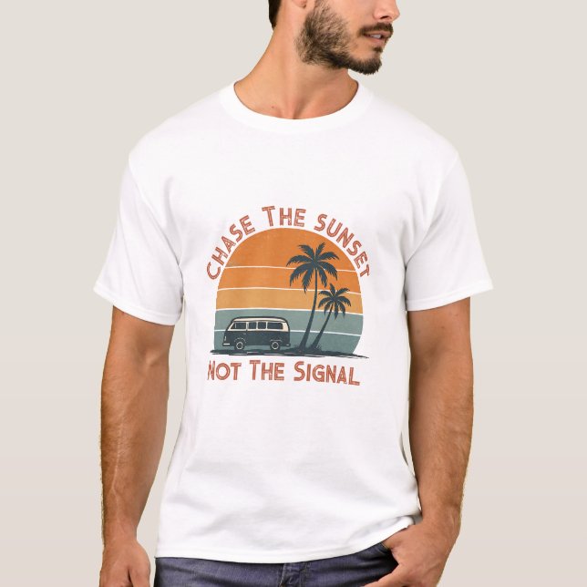  Cool Retro Sunset & Palm Tree Adventure T-Shirt (Front)
