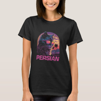 Cool Retro Sunset Sunglasses Persian Cat T-Shirt