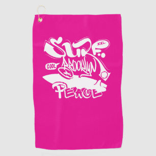 Cool Retro Surf Brooklyn Peace  Golf Towel