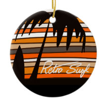 Cool Retro Surf Christmas Ornament 