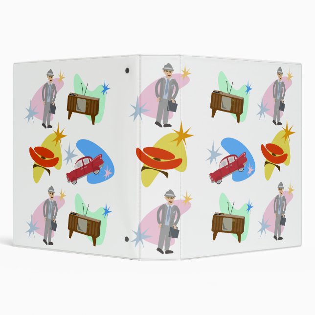 Cool Retro Swanky Sixties Characters Pattern  Binder (Background)