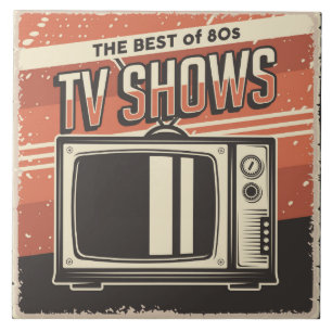 Cool retro television sixties ceramic tile