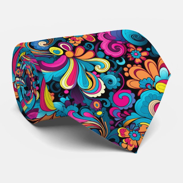 Cool retro tiled pattern  neck tie (Rolled)