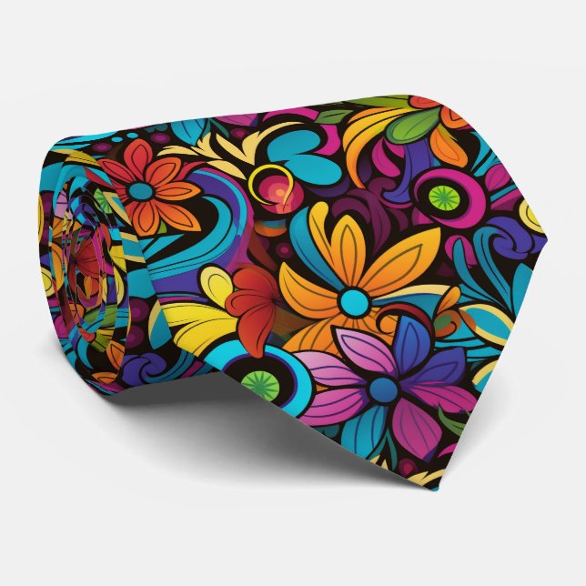Cool retro tiled pattern  neck tie (Rolled)