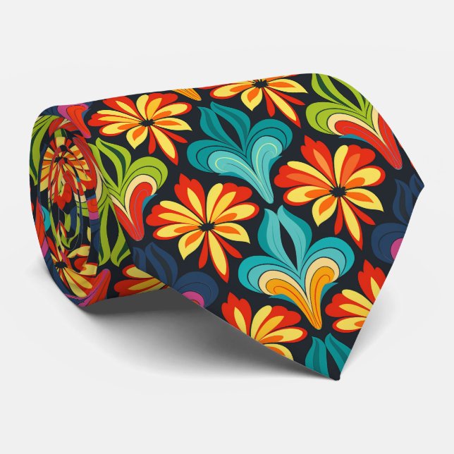 Cool retro tiled pattern  neck tie (Rolled)