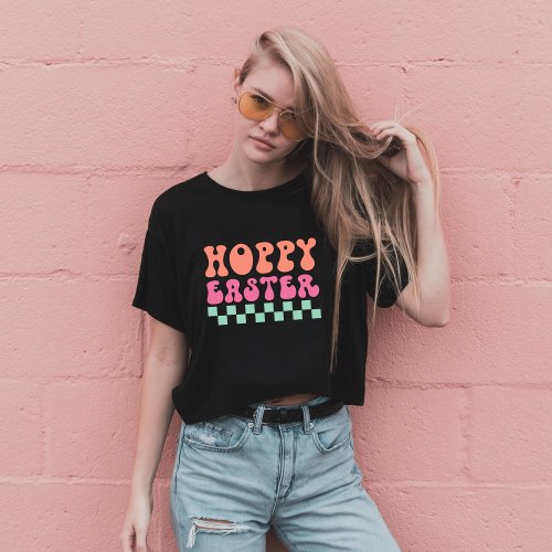 Cool Retro typography Hoppy Easter  T_Shirt