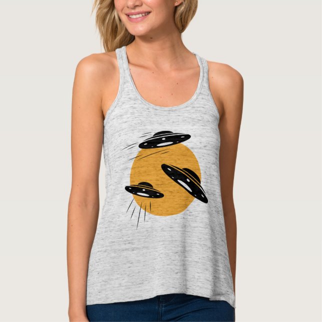 Cool Retro UFO Invasion Tank Top (Front)