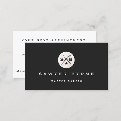 Cool Retro Vintage Barber Monogram  Appointment Bu Business Card