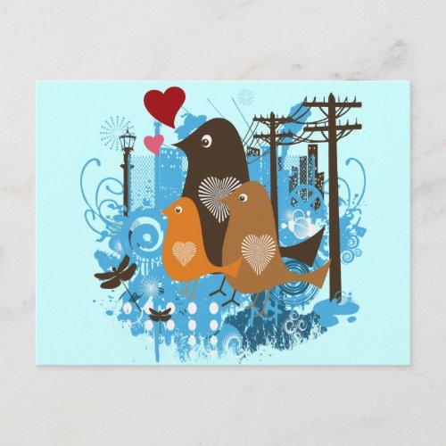 Cool Retro Vintage Birds Postcard