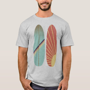 Cool Retro Vintage Blue and Red Surfboard    T-Shirt