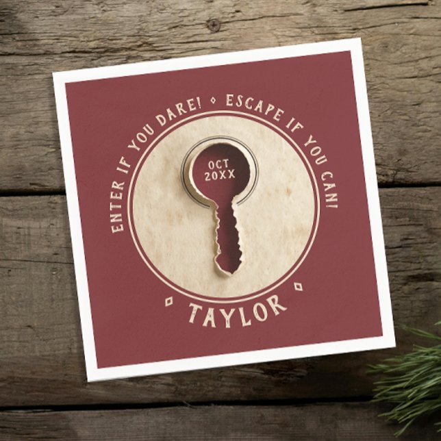 Cool Retro Vintage Burgundy Escape Room Adventure Napkins (Creator Uploaded)