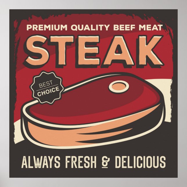 cool retro vintage butcher shop Poster (Front)