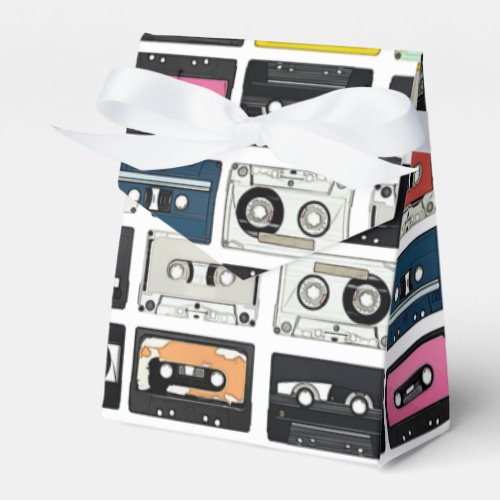 Cool retro vintage cassettes mix tapes pattern favor boxes