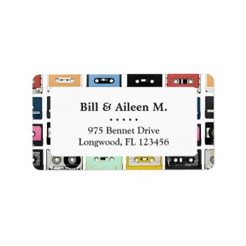 Cool Retro Vintage Cassettes Mix Tapes Pattern Label by AllAboutPattern at Zazzle