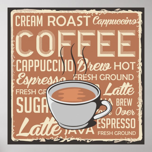 cool retro vintage coffee  poster (Front)