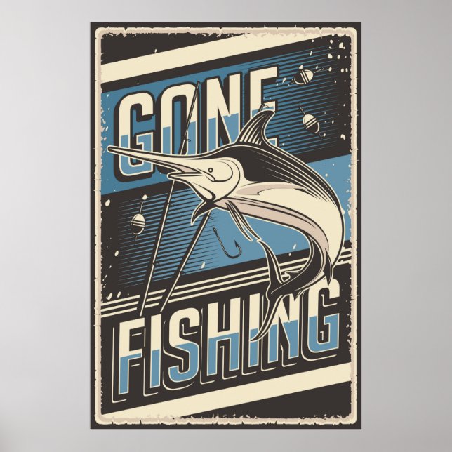 cool retro vintage fishing lovers  poster (Front)