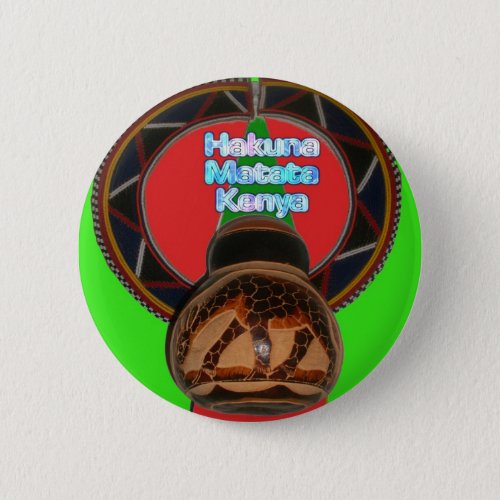 Cool Retro Vintage Hakuna Matata Gifts Kenya Guard Button
