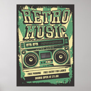 cool retro vintage music store poster