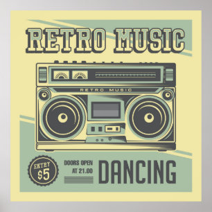 cool retro vintage music store  poster