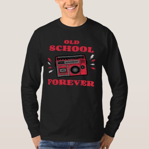 Cool retro vintage old school cassette recorder bl T_Shirt