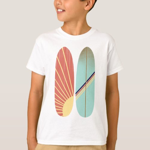 Cool Retro Vintage Red and Blue Surfboard  T_Shirt