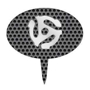 COOL Retro Vintage Silver Chrome Like 45 spacer DJ Cake Topper