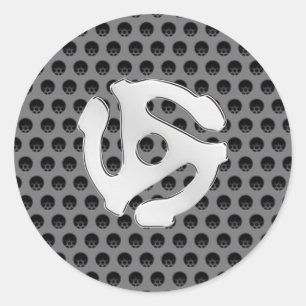 COOL Retro Vintage Silver Chrome Like 45 spacer DJ Classic Round Sticker