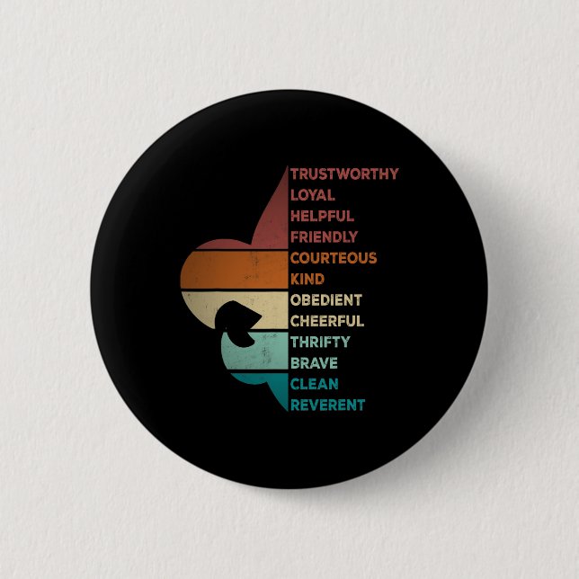 Cool Retro Vintage Style Scouting Law  Button (Front)