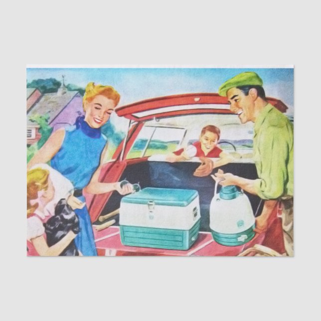 cool retro vintage traveling Family decoupage Tissue Paper (Front)
