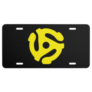 COOL Retro Vintage Yellow 45 spacer DJ License Plate