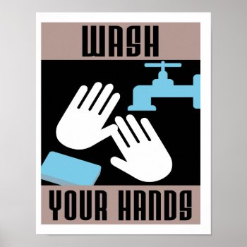 Cool Retro Wash Your Hands Poster by Sideview at Zazzle