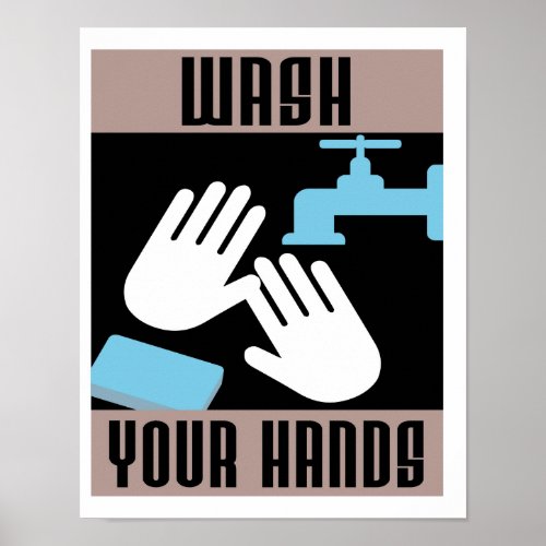 Cool Retro Wash Your Hands Poster
