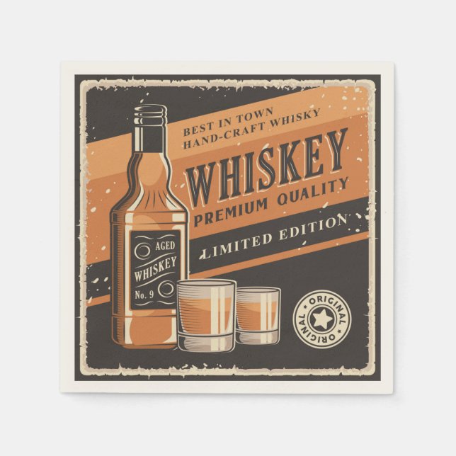Cool retro whiskey lovers  napkins (Front)