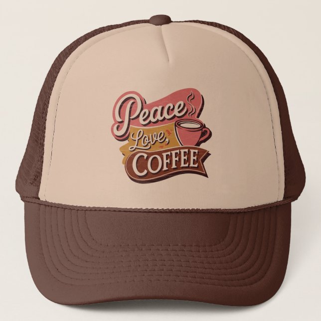 Cool retro word art coffee  trucker hat (Front)