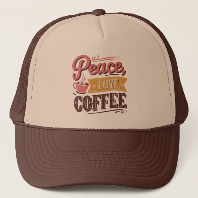 Cool retro word art coffee  trucker hat (Front)