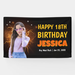 Cool Retro Y2K Custom Photo Birthday Party Welcome Banner