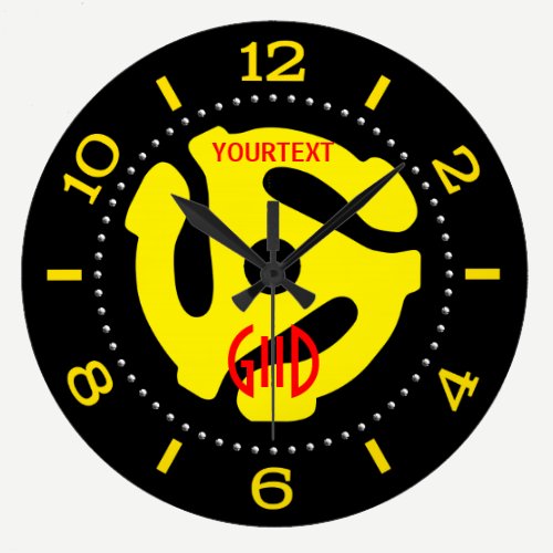 COOL Retro Yellow 45 spacer DJ Dial on a Large Clock