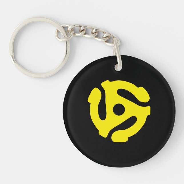 COOL Retro Yellow 45 spacer DJ Keychain (Front)