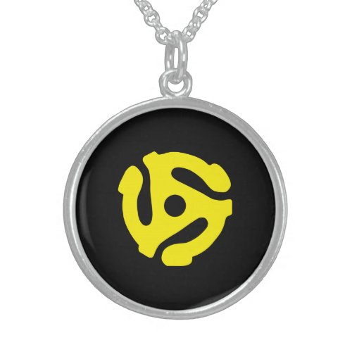 COOL Retro Yellow 45 spacer DJ Sterling Silver Necklace
