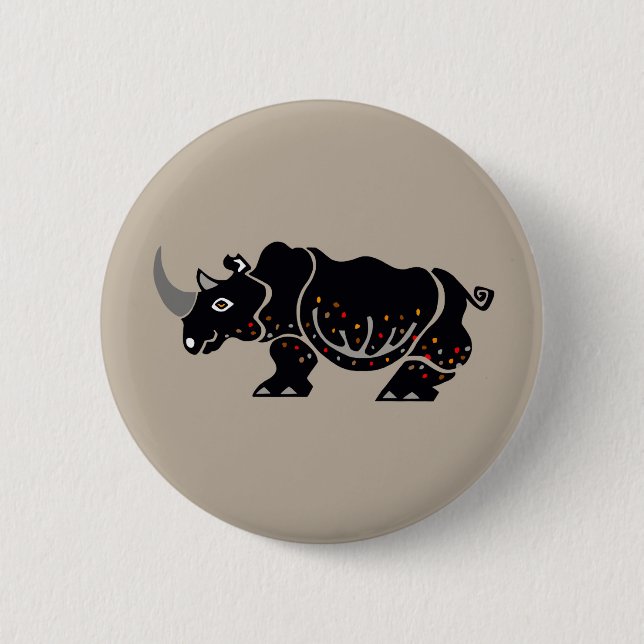 Cool RHINO - Endangered animal graphic Button (Front)